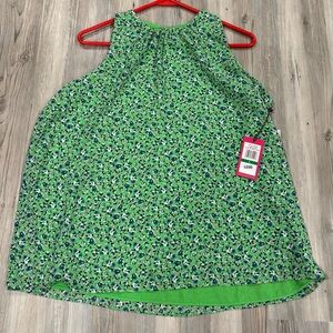 NWT Vince Camuto Green Floral Sleeveless Blouse Size Large